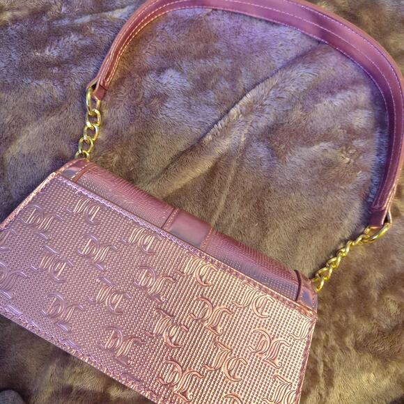 Juicy Couture Metallic Small Bubblegum Pink Shoulder bag Gold Hardware Chain - Picture 2 of 5